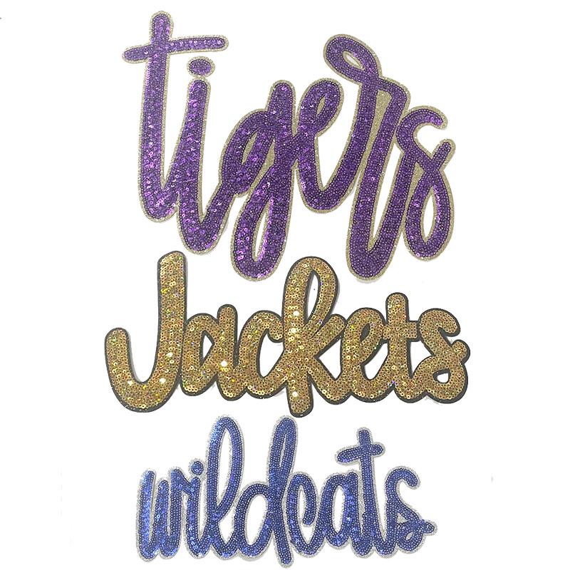 Gators School Mascot Sequin Patch, Tigers Iron On DIY Patch